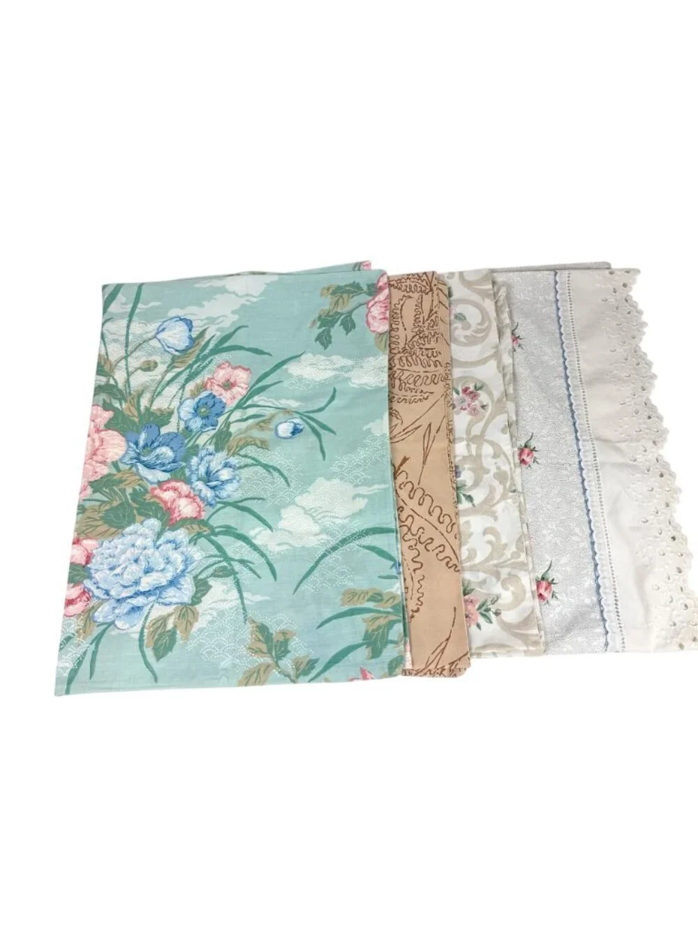 Vintage Lot Of 4 Standard Size Floral Pillowcases Cotton